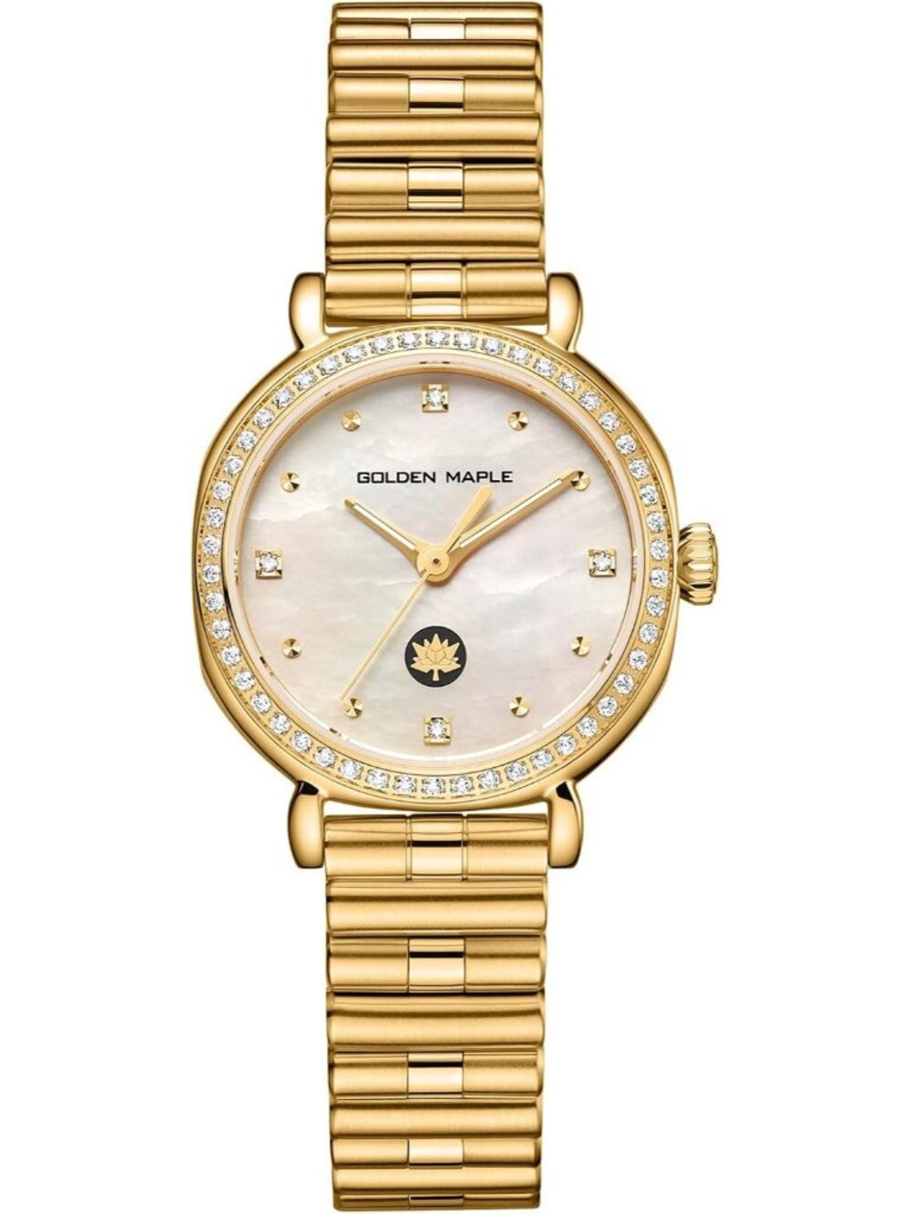 Women's Gold Diamond Bezel Mother-of-pearl Dial Adjustable Bracelets Wristwatch